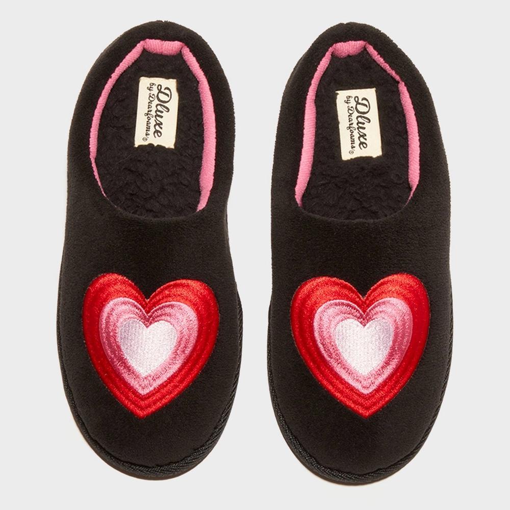 dluxe by dearfoams Women's Heart Slide Slippers - Black Product Image