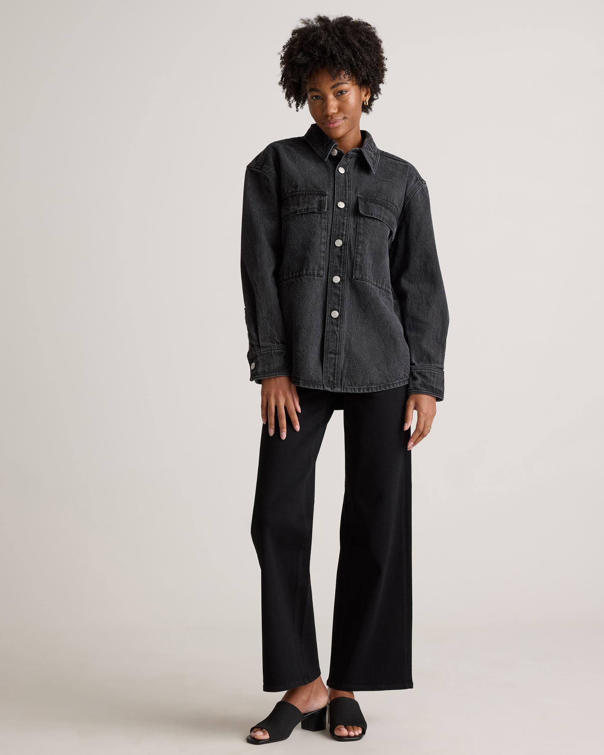 Quince | Women's Denim Cargo Shirt Jacket Organic Cotton Product Image