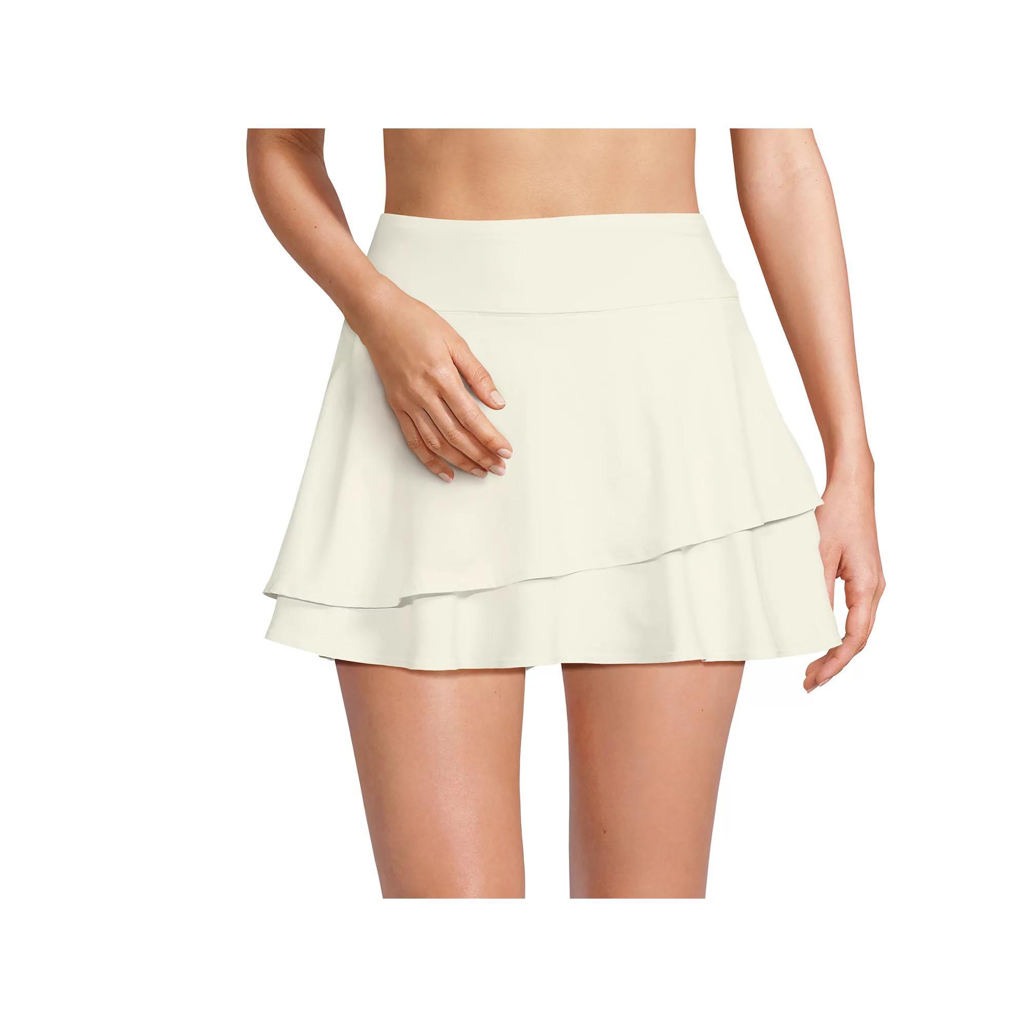 Women's Lands' End High-Waisted Tulip Hem Swim Skort, Size: XS, Egret White Product Image