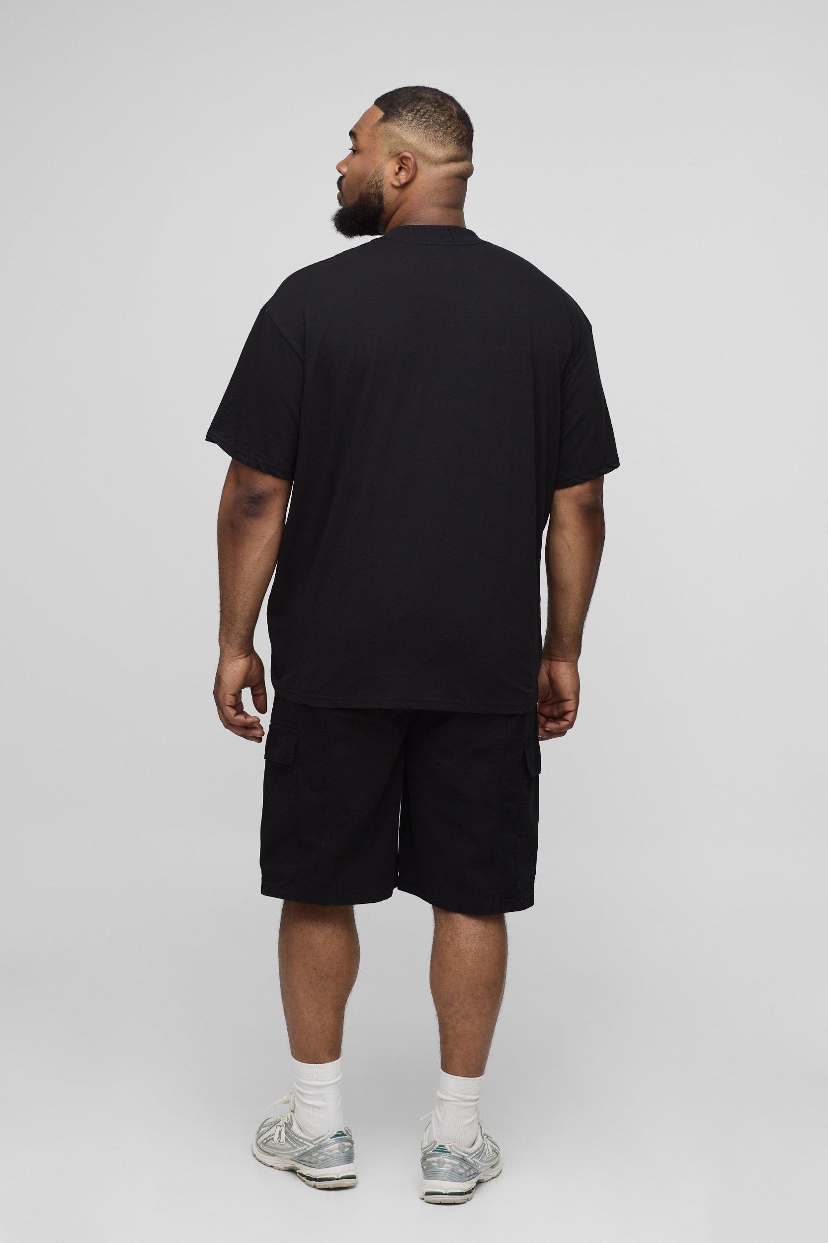 Plus Oversized Extended Neck Embroidered Miami Palm Tree T-Shirt | boohooMAN USA Product Image