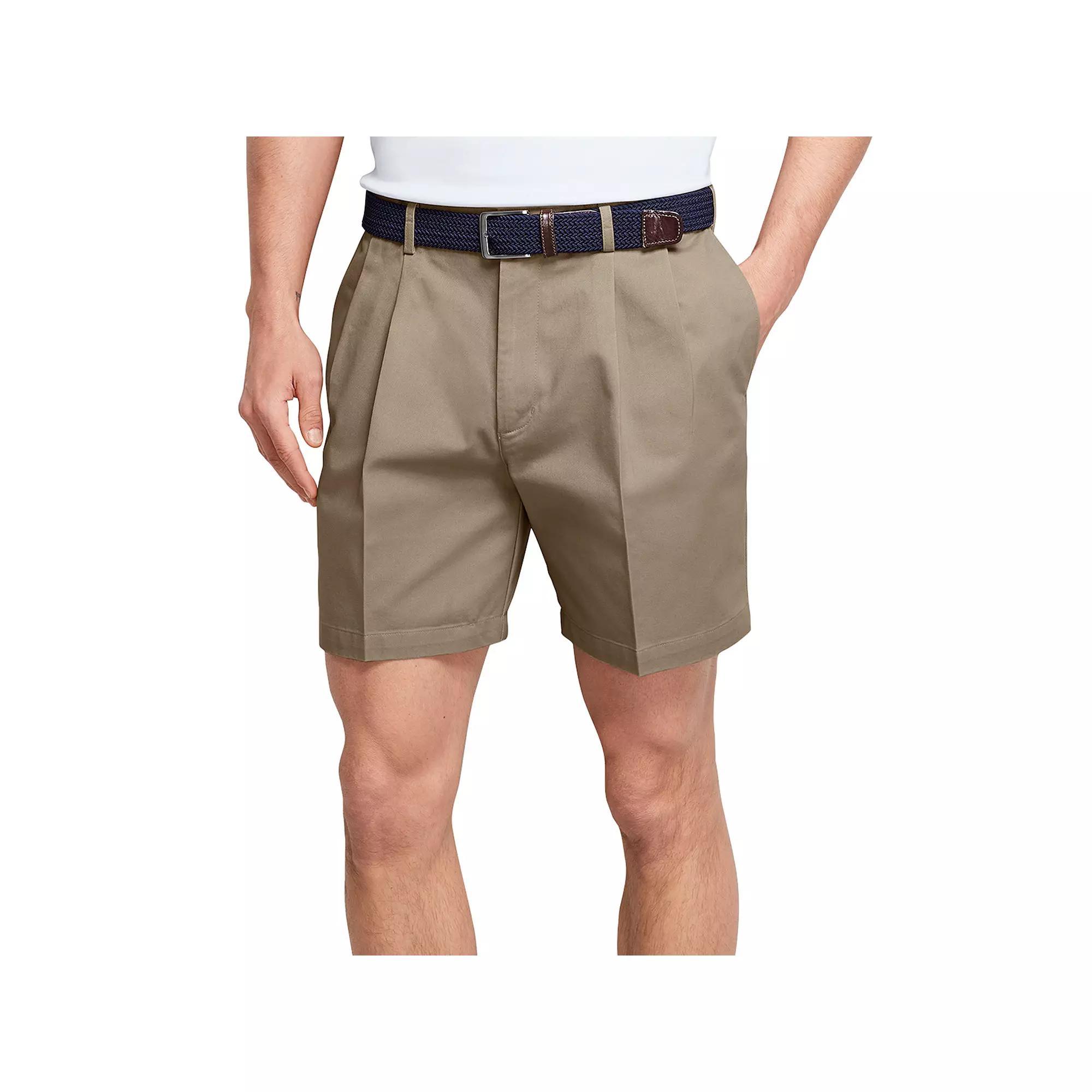 Men's Lands' End Comfort Waist 6-inch No-Iron Pleated Chino Shorts, Size: 37, Green Product Image