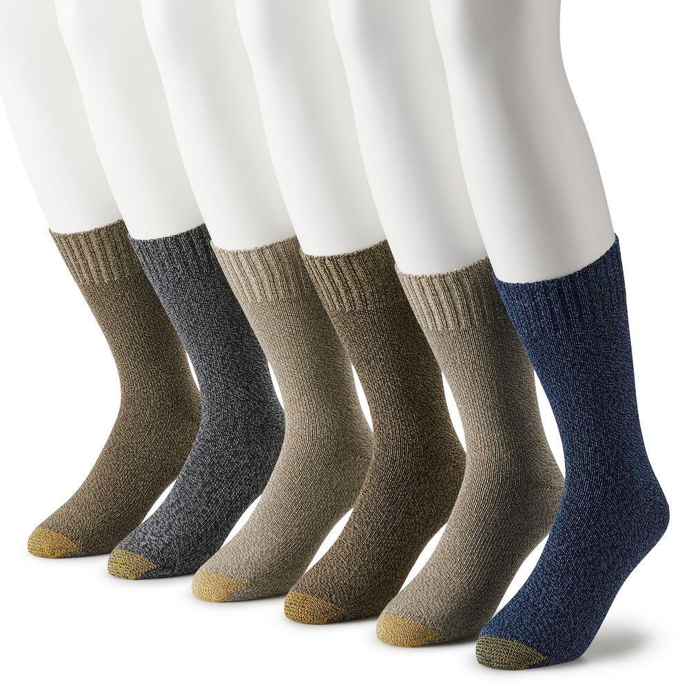 Men's GOLDTOE® 6-pack Hudson Crew Socks, Size: 6-12, Green Marl Product Image