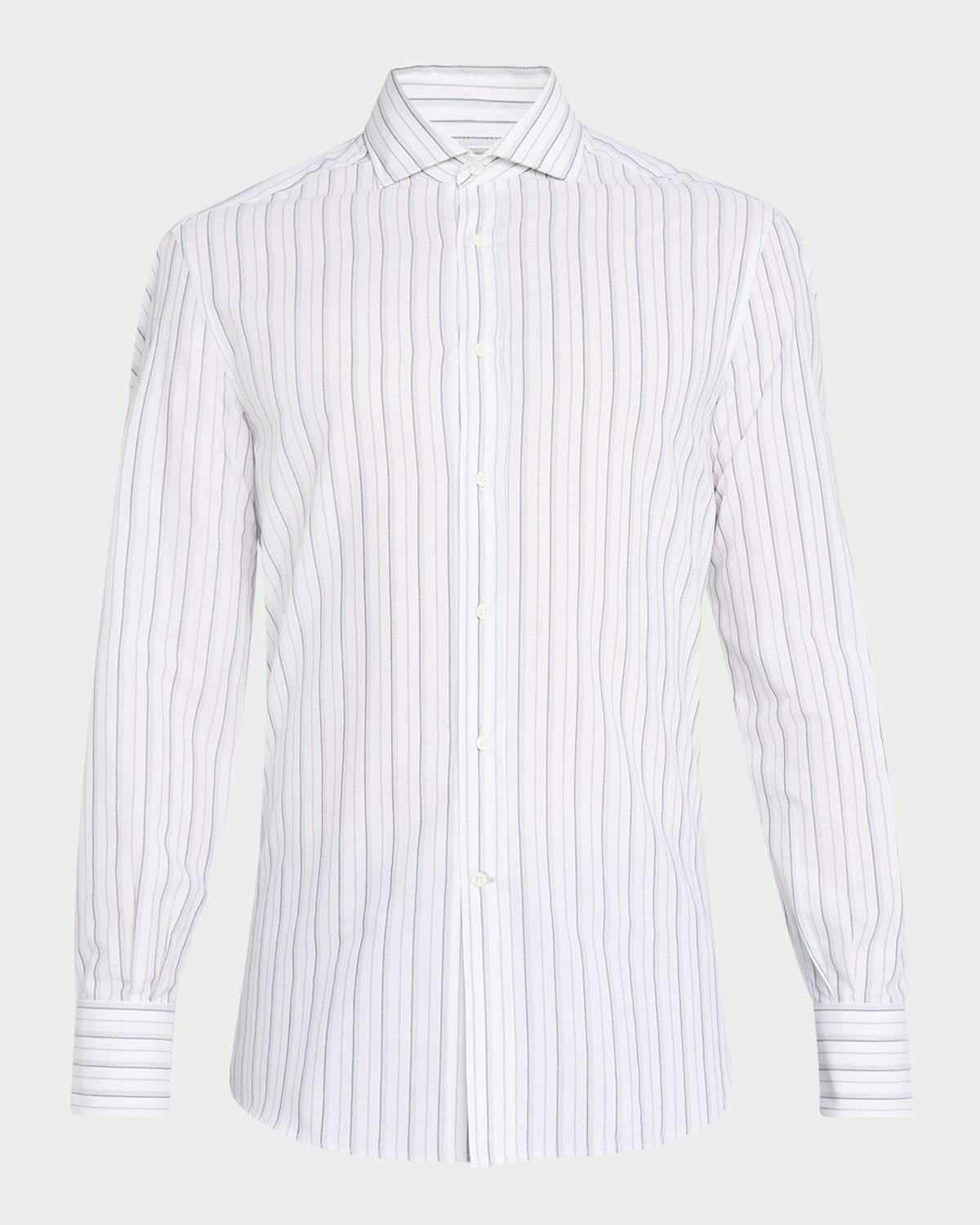 Mens Cotton Multi-Stripe Sport Shirt Product Image