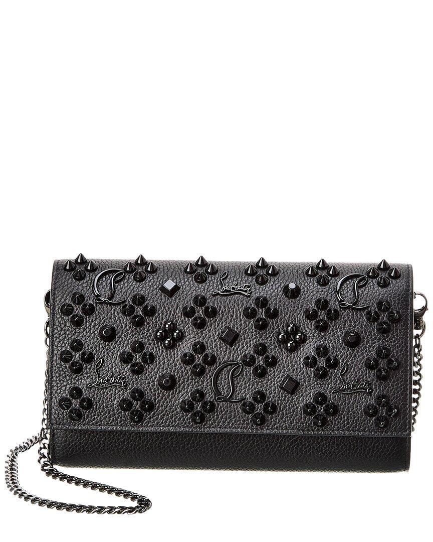 CHRISTIAN LOUBOUTIN Paloma Leather Wallet On Chain In Black Product Image