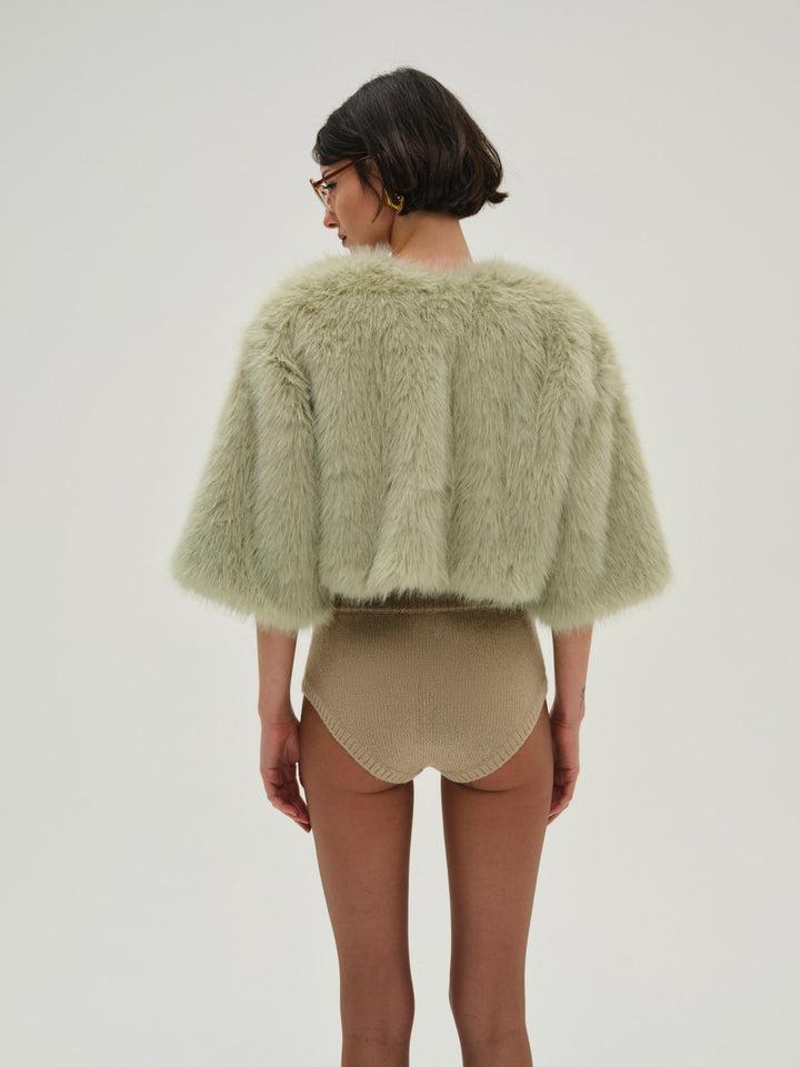 Amina Fur Jacket — Green Product Image