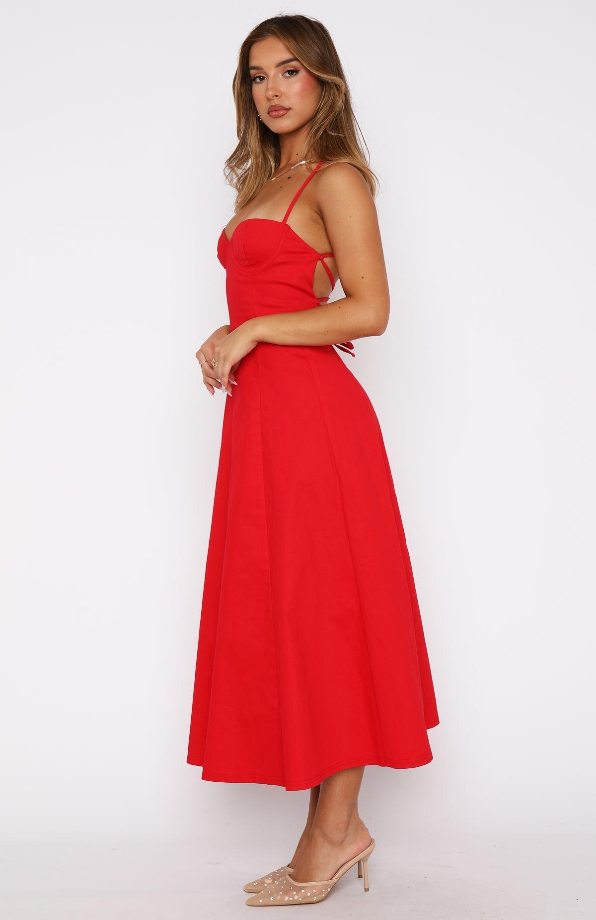 Wanna Be There Midi Dress Red Product Image