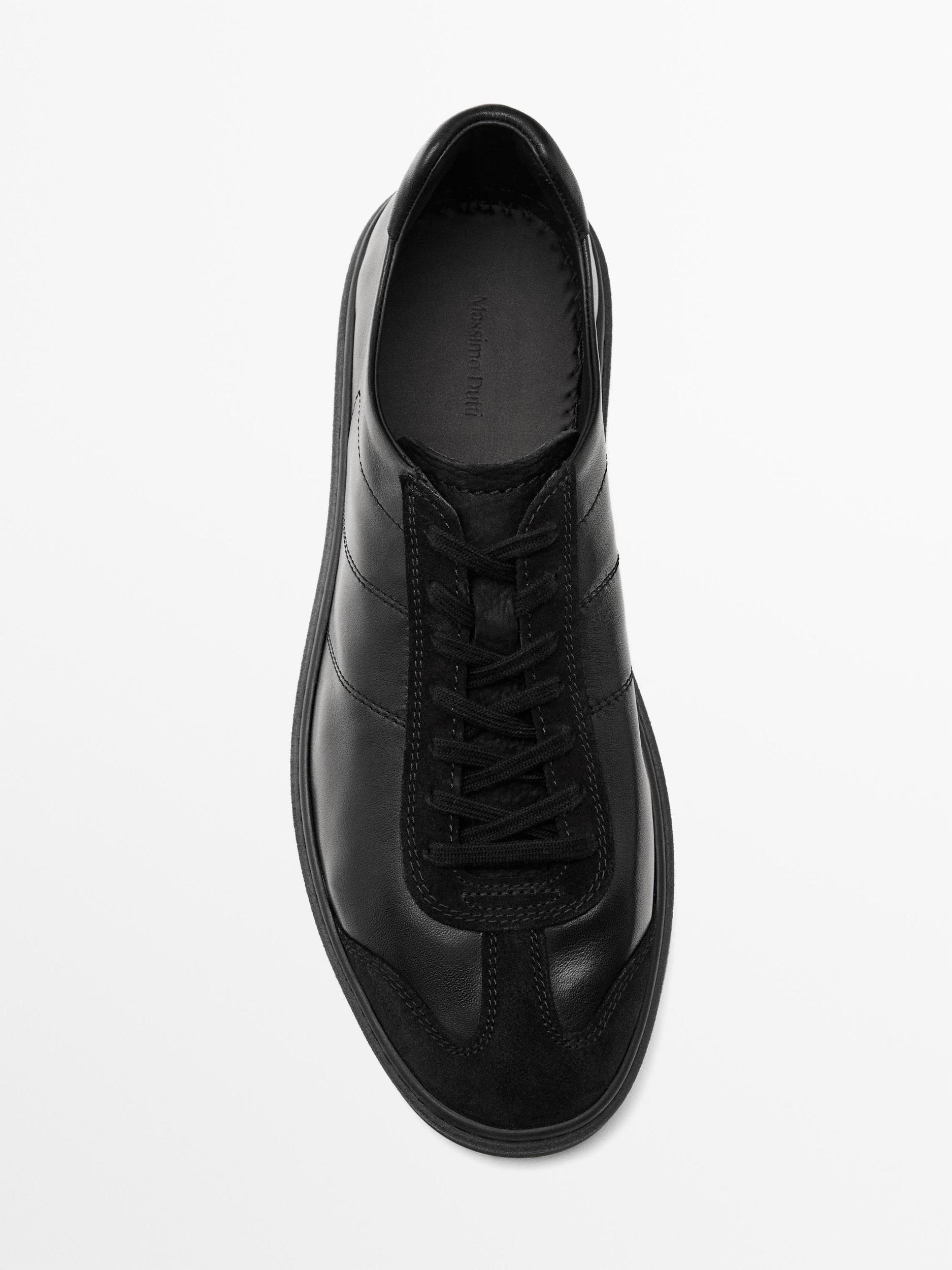 Contrast leather trainers Product Image