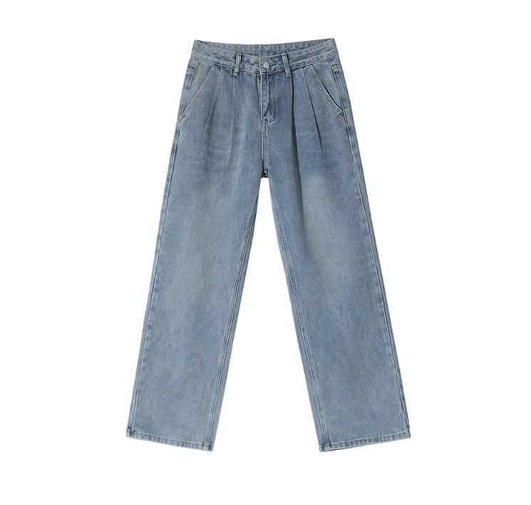 RT No. 11177 WASHED BLUE DENIM STRAIGHT JEANS Product Image