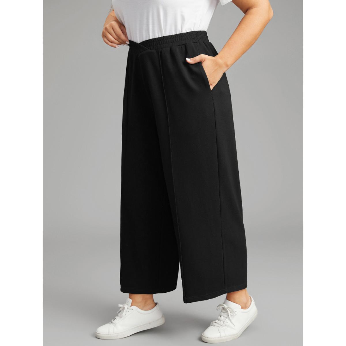 Supersoft Essentials Crossover Paperbag Waist Sweatpants Black Plus Size Women Casual Dailywear Plain 14-16/1X Bloomchic Product Image