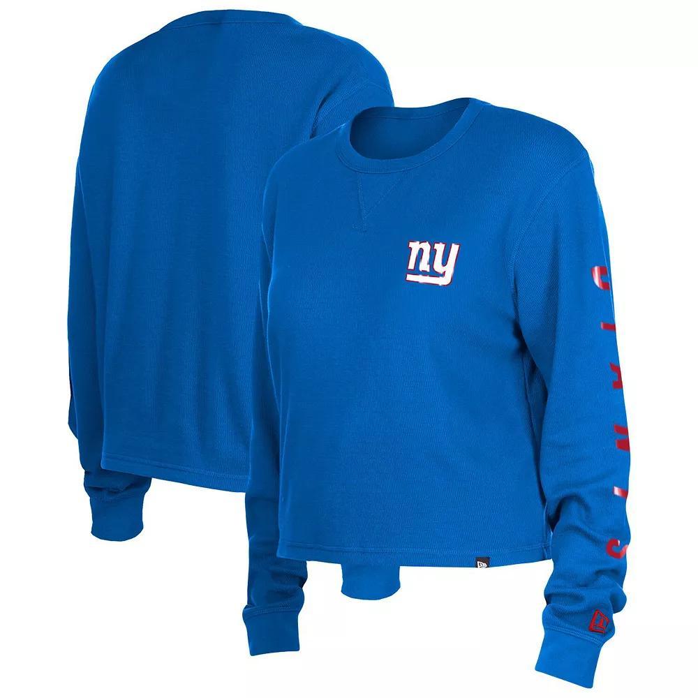 Women's New Era  Royal New York Giants Thermal Crop Long Sleeve T-Shirt, Size: Small, Blue Product Image