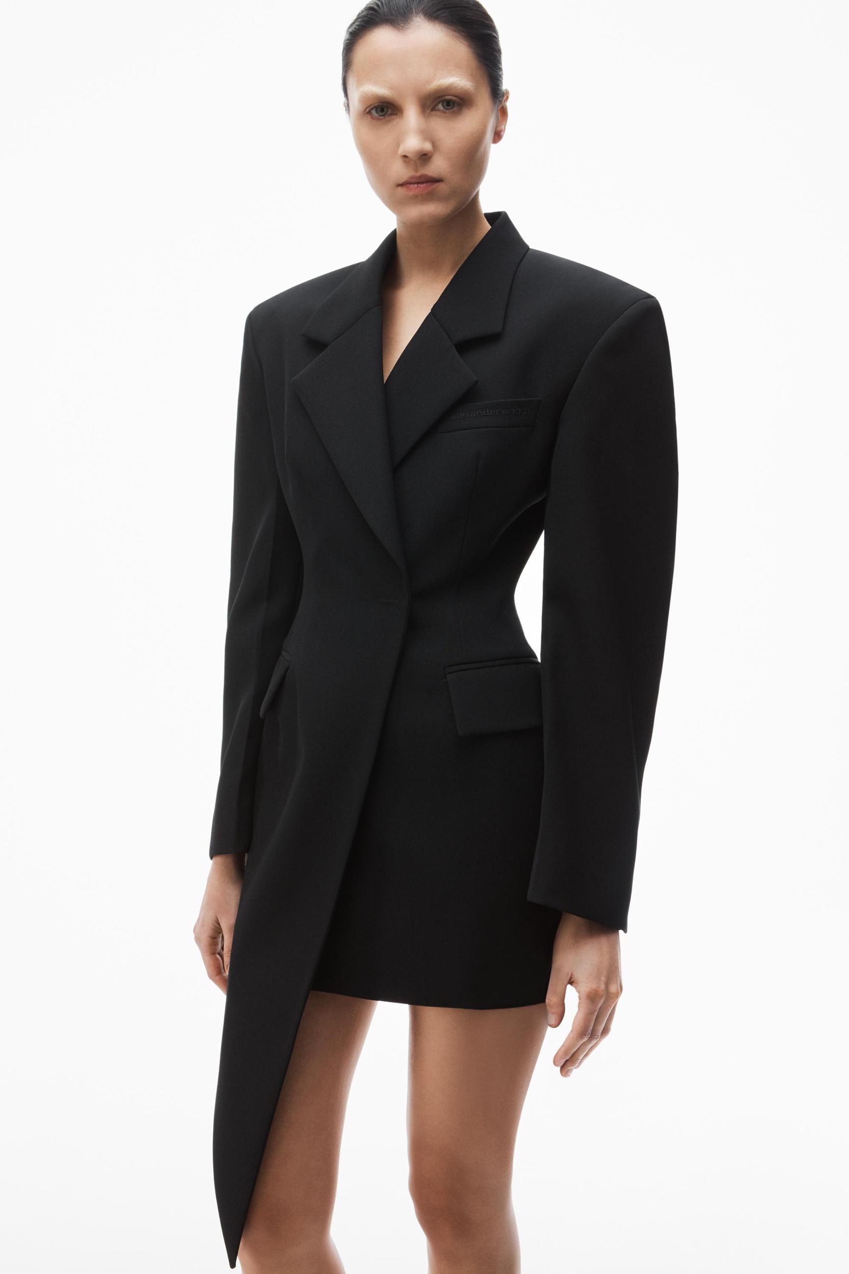 Asymmetric Blazer Minidress In Wool Twill Product Image
