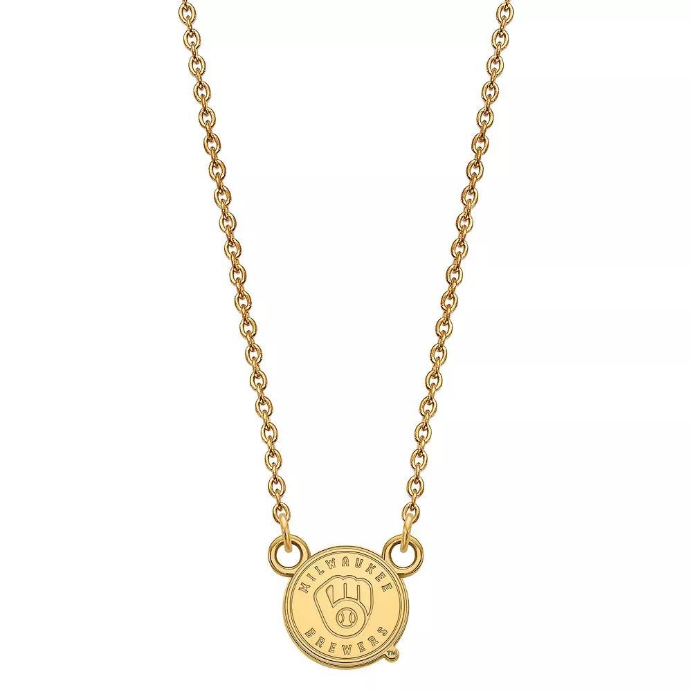 LogoArt Milwaukee Brewers Sterling Silver Small Pendant Necklace, Women's, Size: 18 mm, Gold Tone Product Image