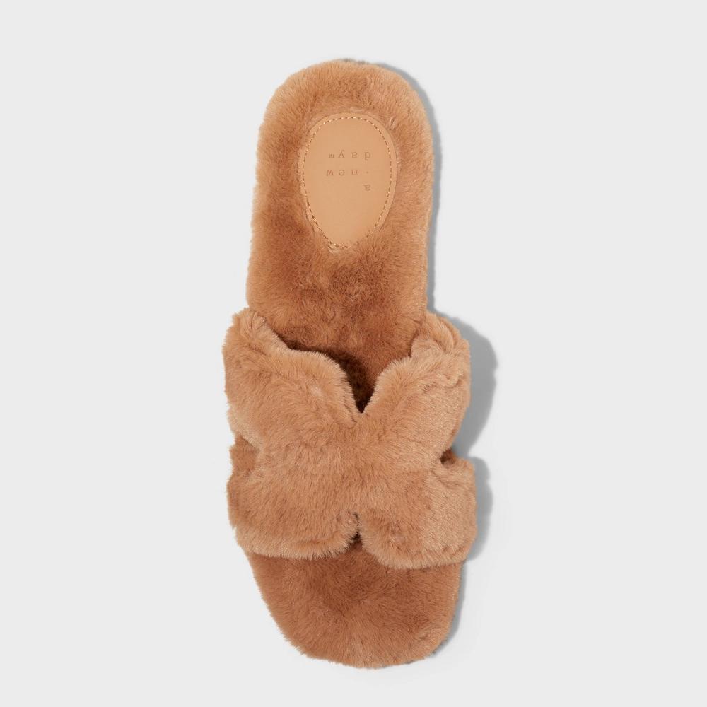 Women's Sage Slide Slippers - A New Day™ Tan 10: Cushioned Insole, Indoor/Outdoor Use Product Image