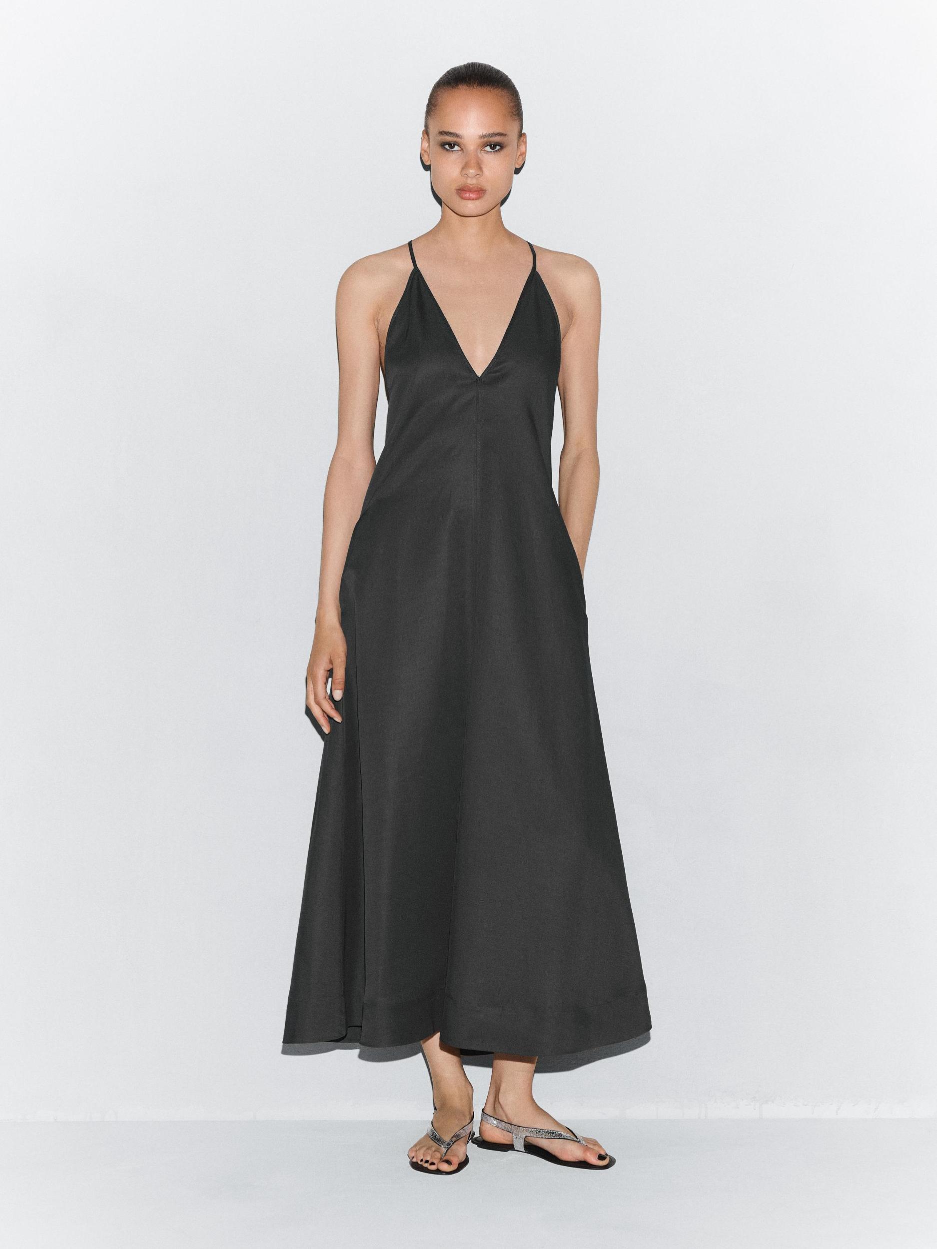 Long flowing V-neck dress Product Image