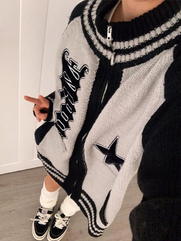 Vintage Mock Neck Zipper Cardigan Product Image