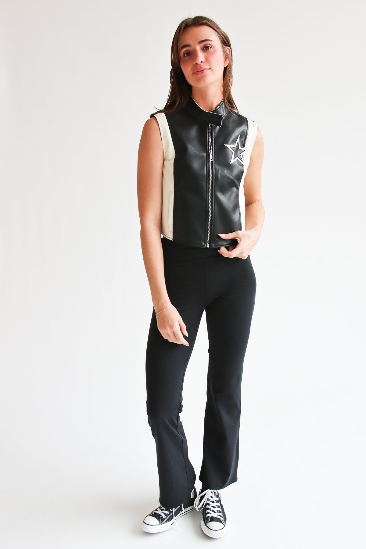 Star Patch Pleather Moto Vest Product Image