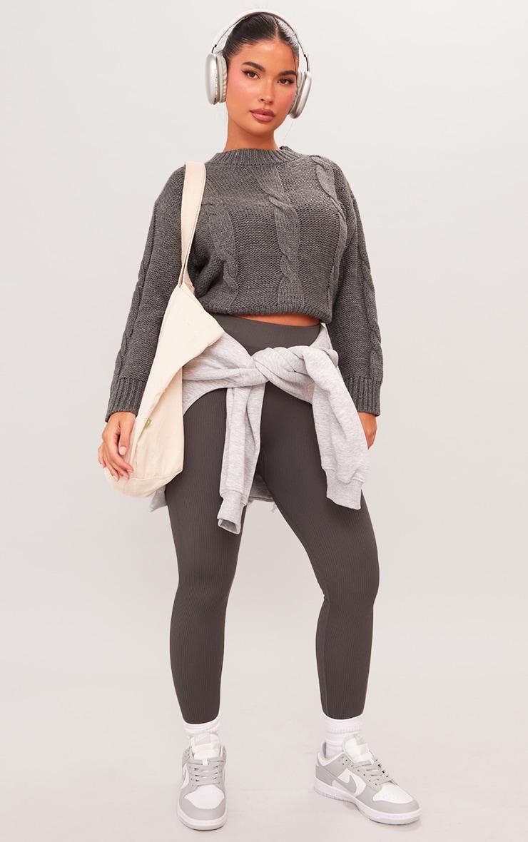Petite Charcoal Cable Knitted Sweater Product Image