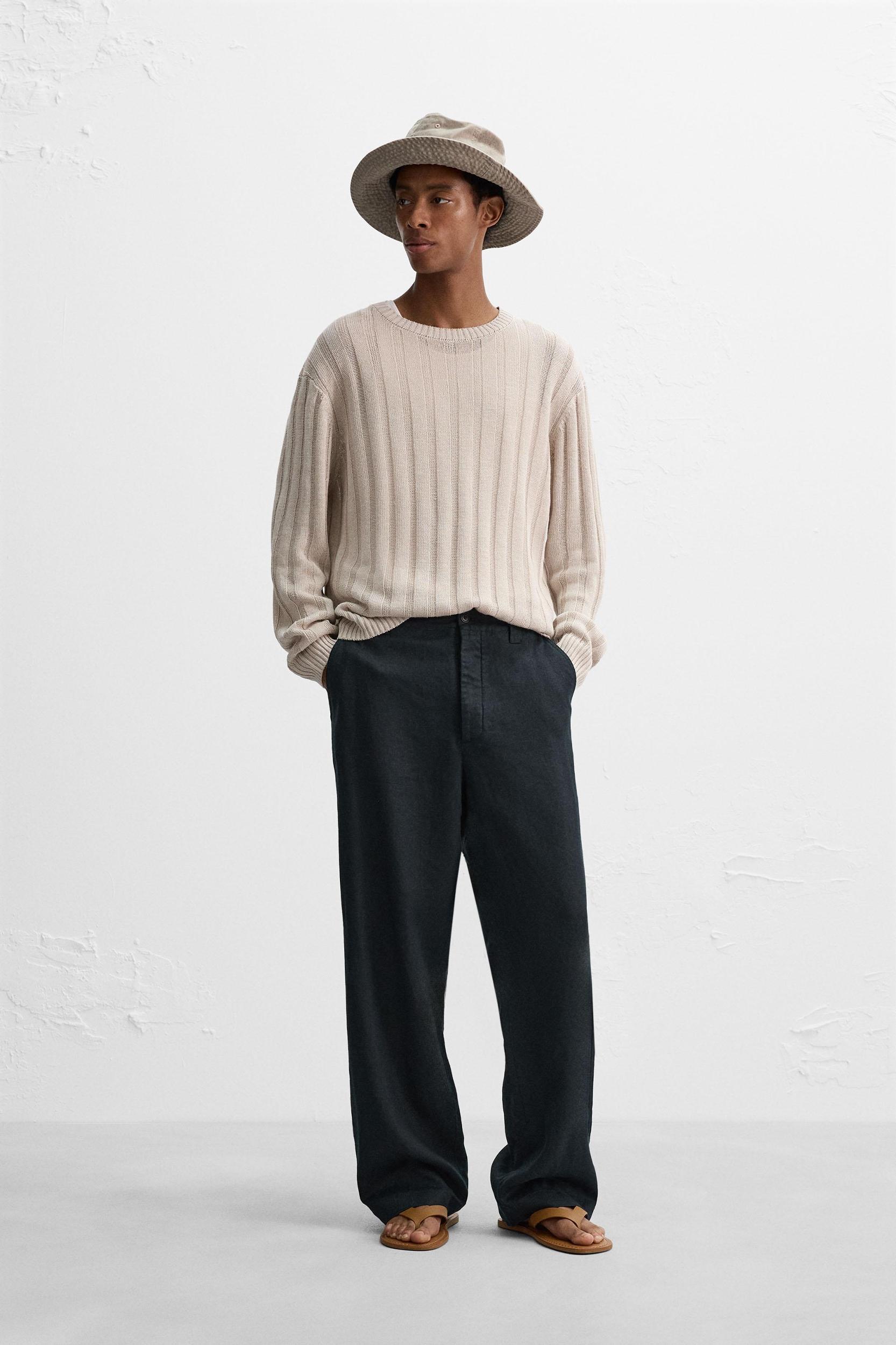 STRAIGHT FIT 100% LINEN PANTS Product Image