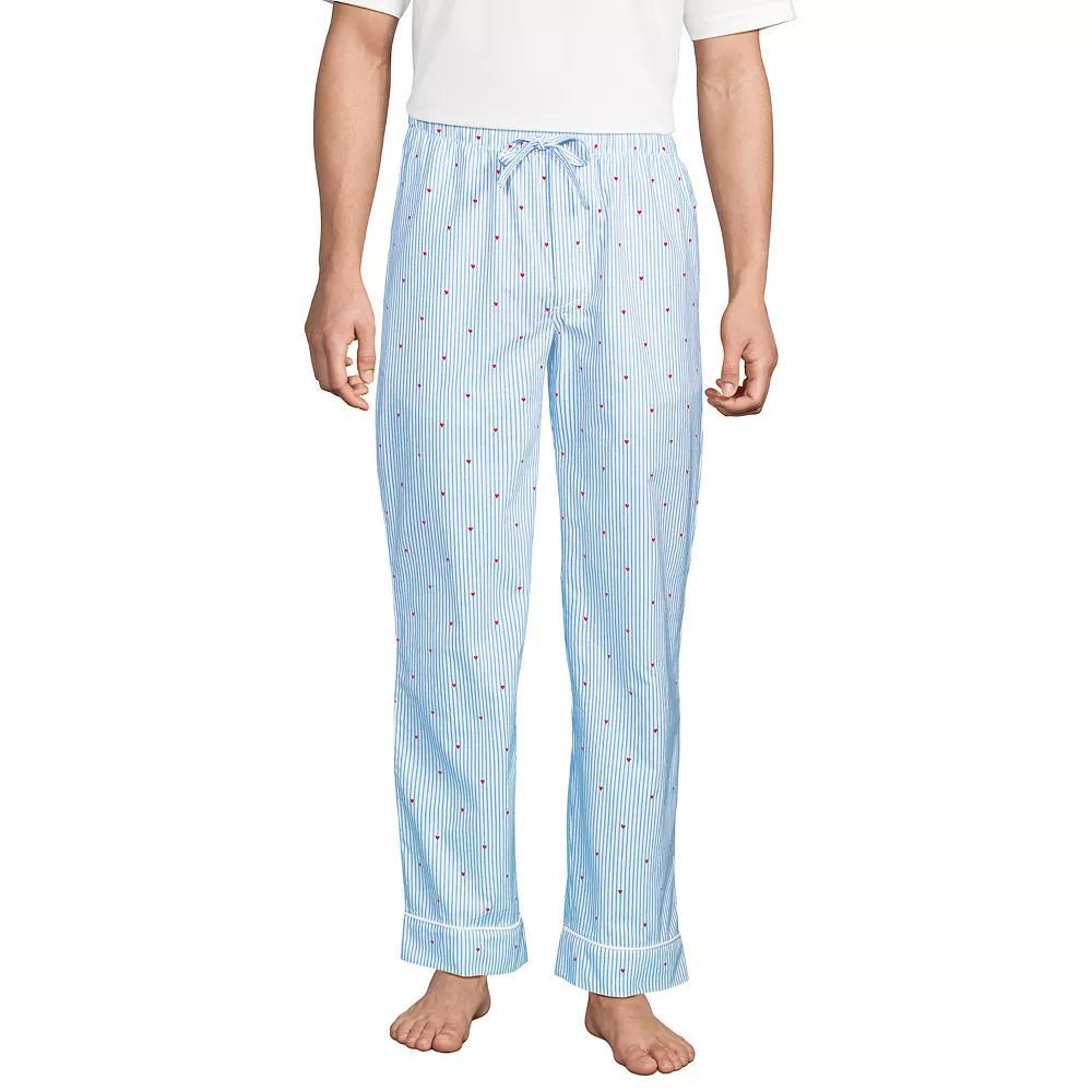 Men's Lands' End Essential Pajama Pants, Size: Large, White Blue Stripe Product Image