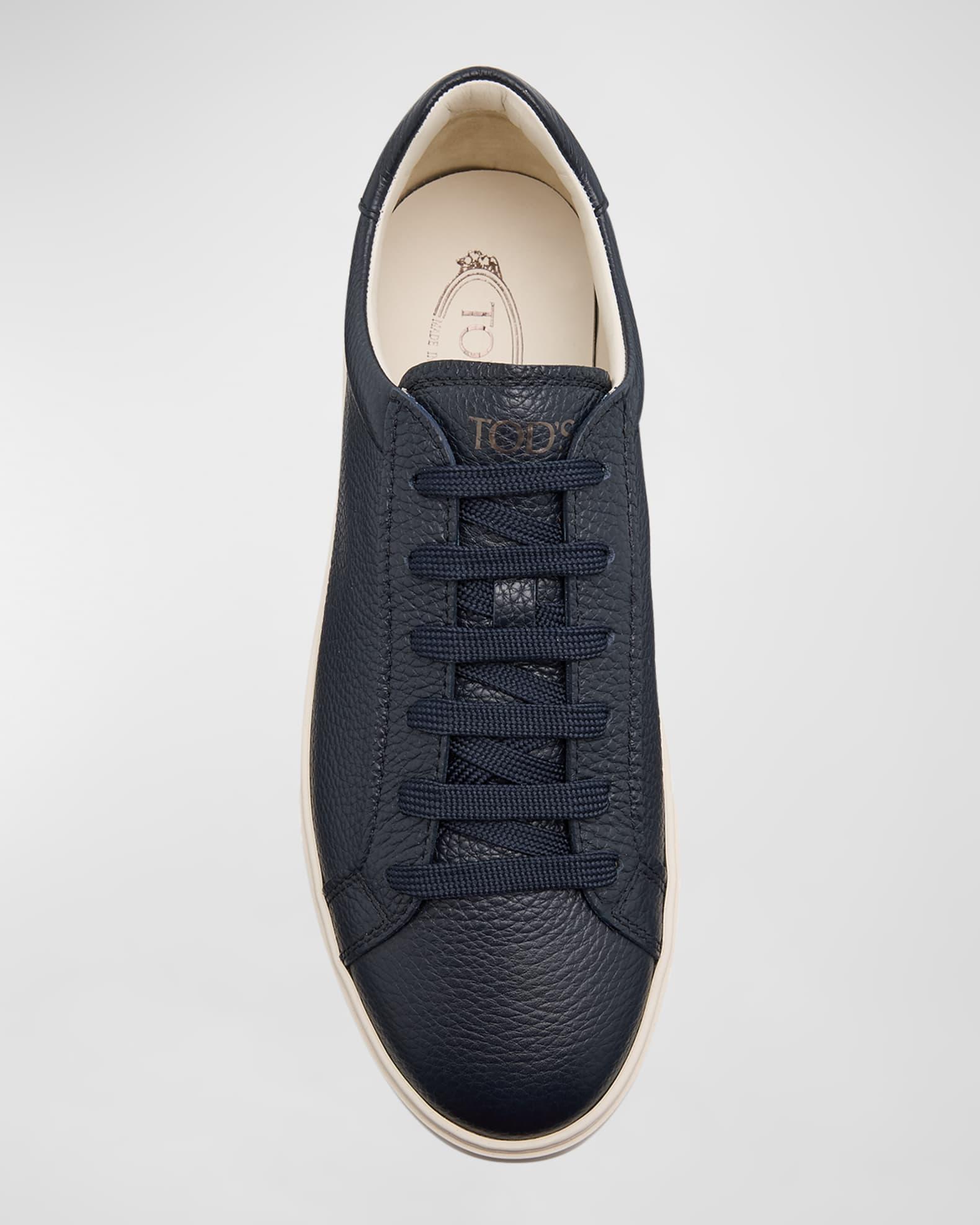 Men's Grained Leather Low-Top Sneakers Product Image