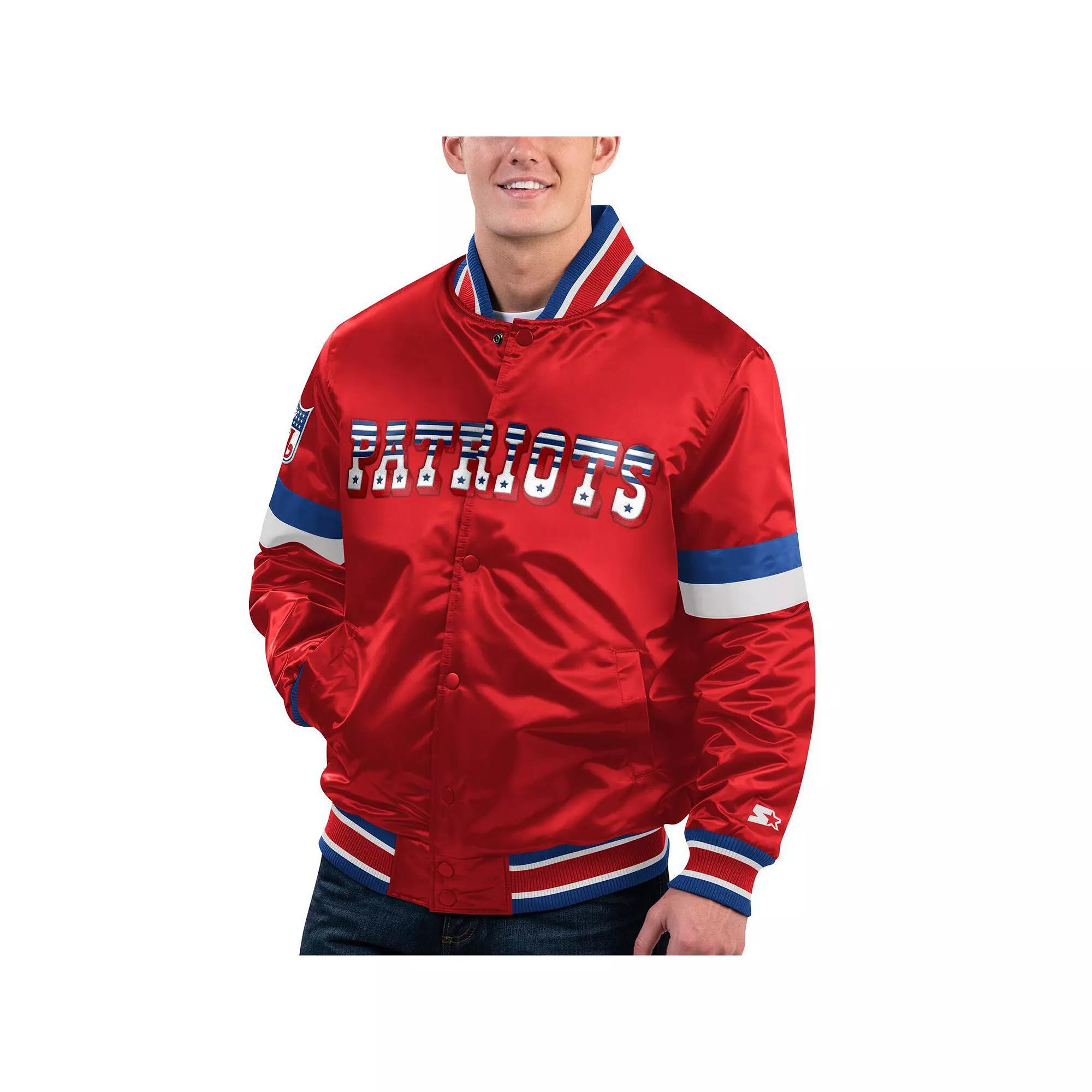Men's Starter Red New England Patriots Gridiron Classics Home Game Satin Full-Snap Varsity Jacket, Size: 2XL Product Image