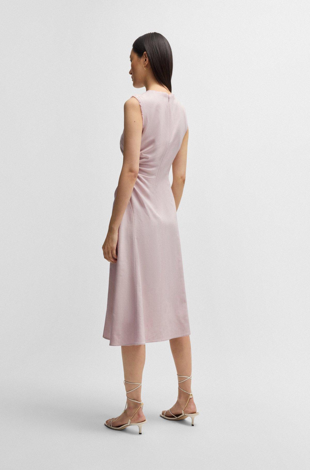 Melange dress with frayed and gathered details Product Image