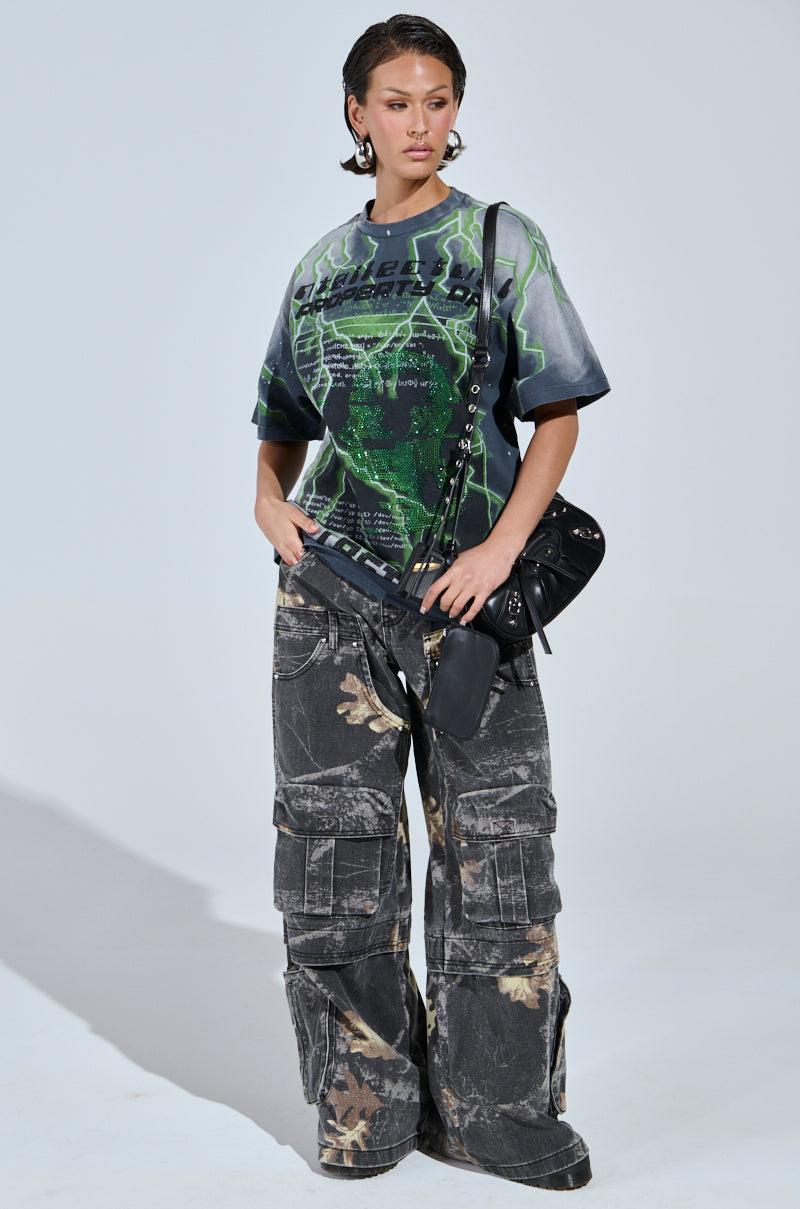FIRST ONE HERE OVERSIZED GRAPHIC TEE Product Image