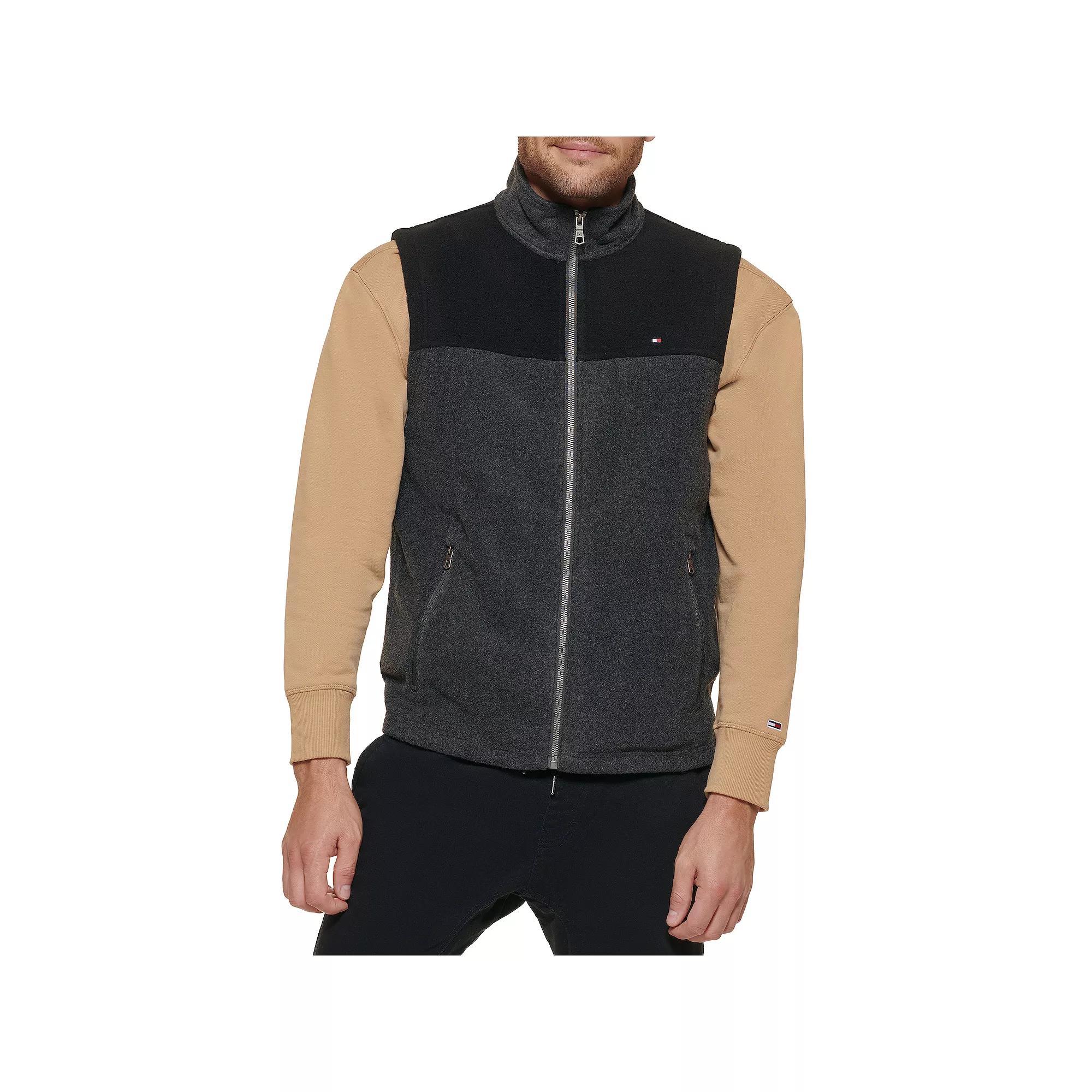 Big & Tall Tommy Hilfiger Fleece Vest with Stand Collar, Men's, Size: Large Tall, Black Product Image