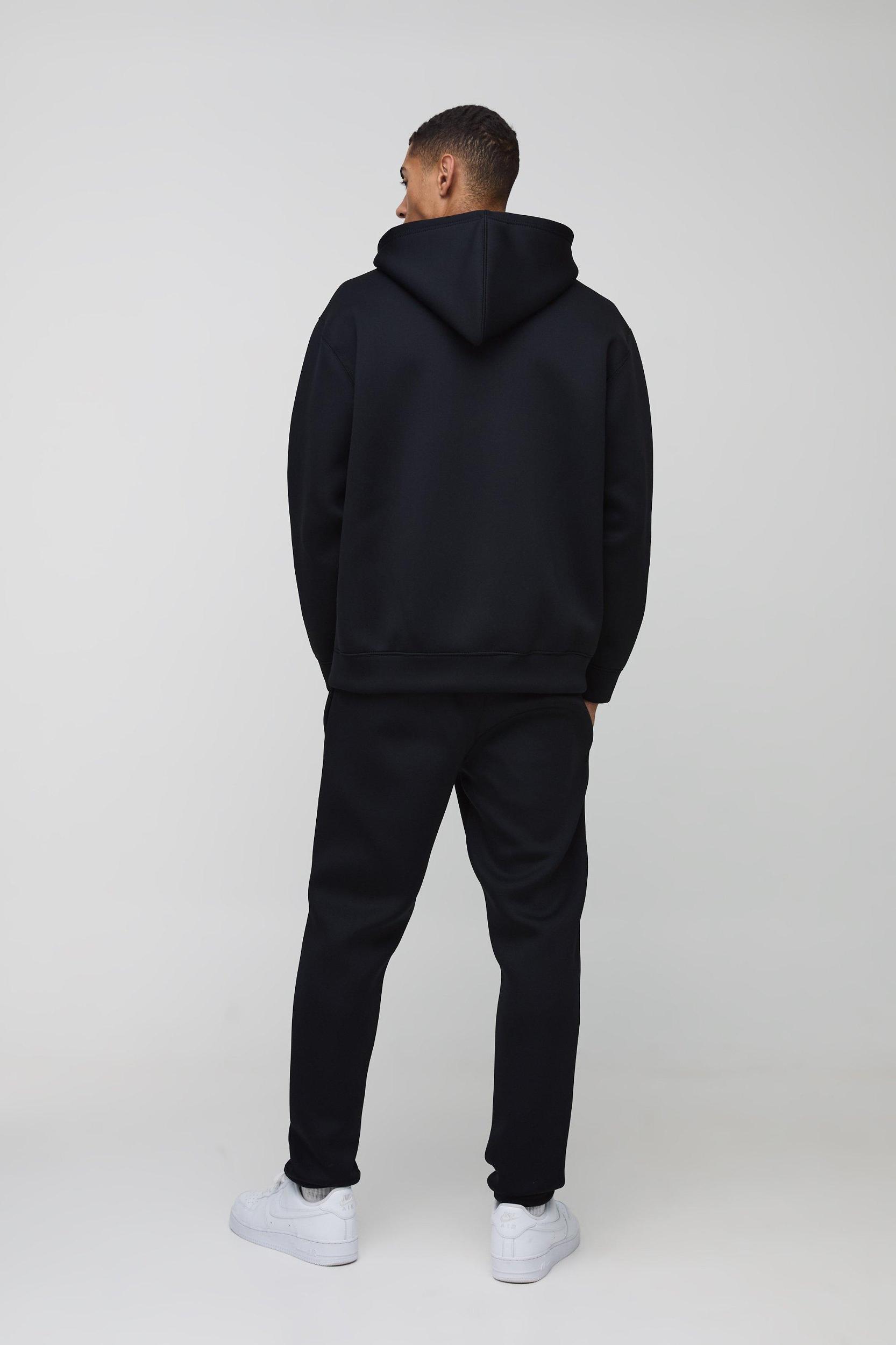 Oversized Zip Through Bonded Scuba Hoodie | boohooMAN USA Product Image