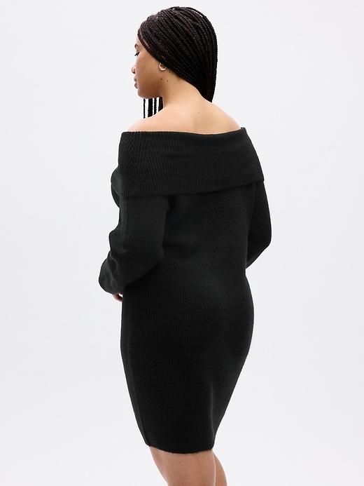 Off-Shoulder Mini Sweater Dress Product Image