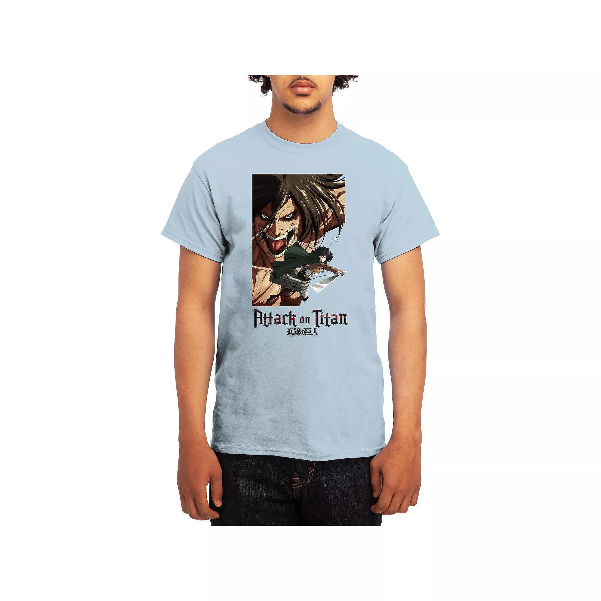 Men's Attack on Titan Eren & Mikasa Tee, Boy's, Size: Medium, Lt Blue Product Image