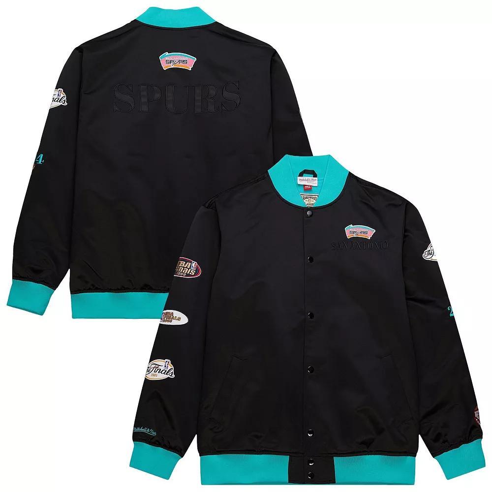 Men's Mitchell & Ness Black San Antonio Spurs Hardwood Classics Team OG 3.0 Lightweight Satin Full-Snap Jacket, Size: Medium Product Image