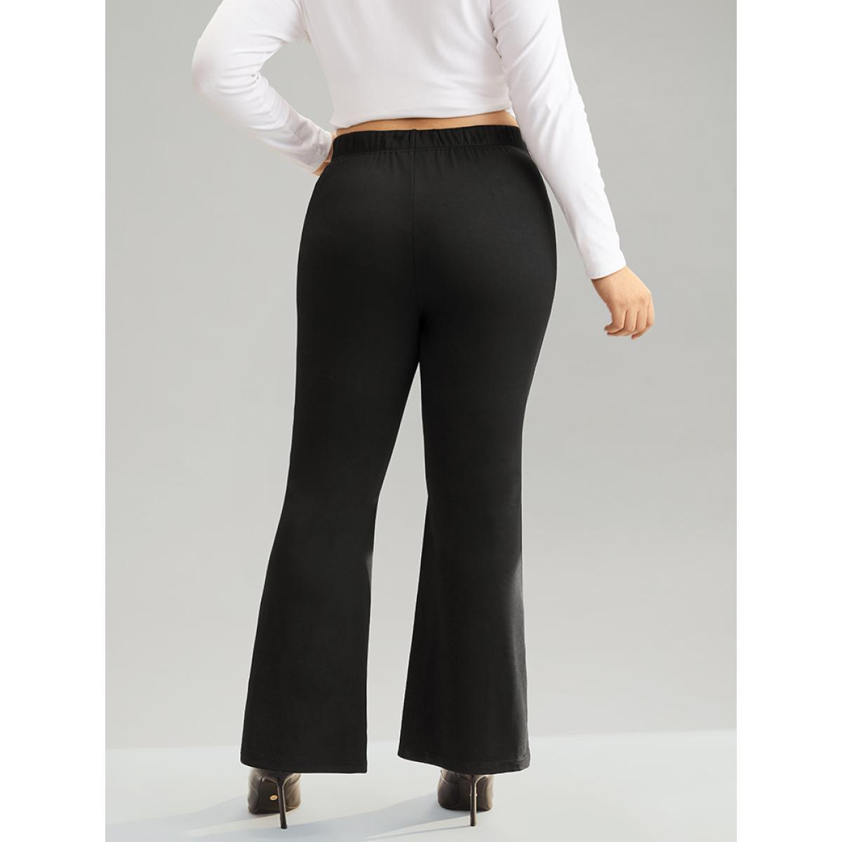 Plus Size Moon & Star High Rise Elastic Waist Flare Leg Pants Women Black Elegant Flare Leg High Rise Festival-Christmas Pants BloomChic 14-16/1X Product Image
