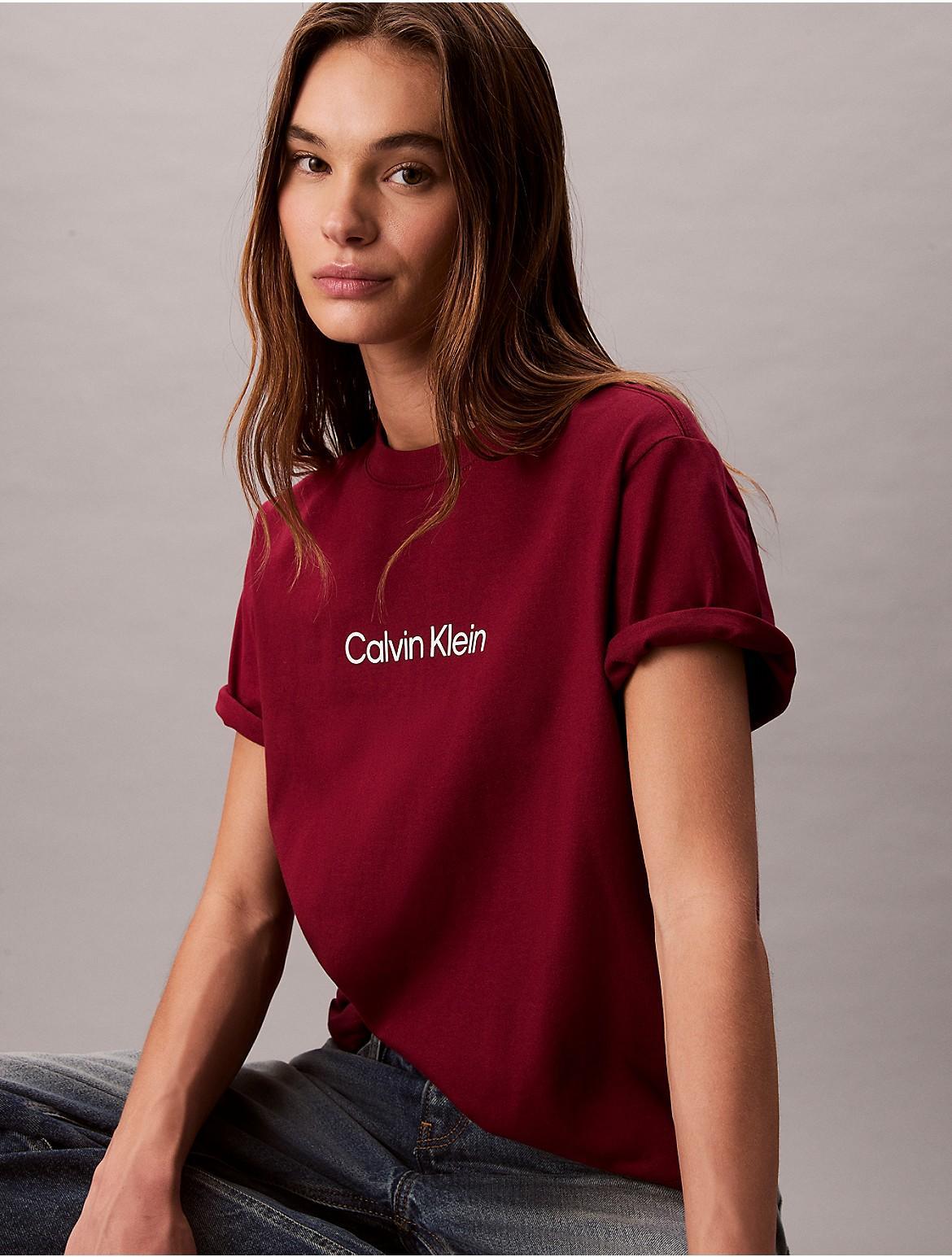 Calvin Klein Womens Standard Logo Boxy Fit Crewneck T-Shirt - Yellow Product Image