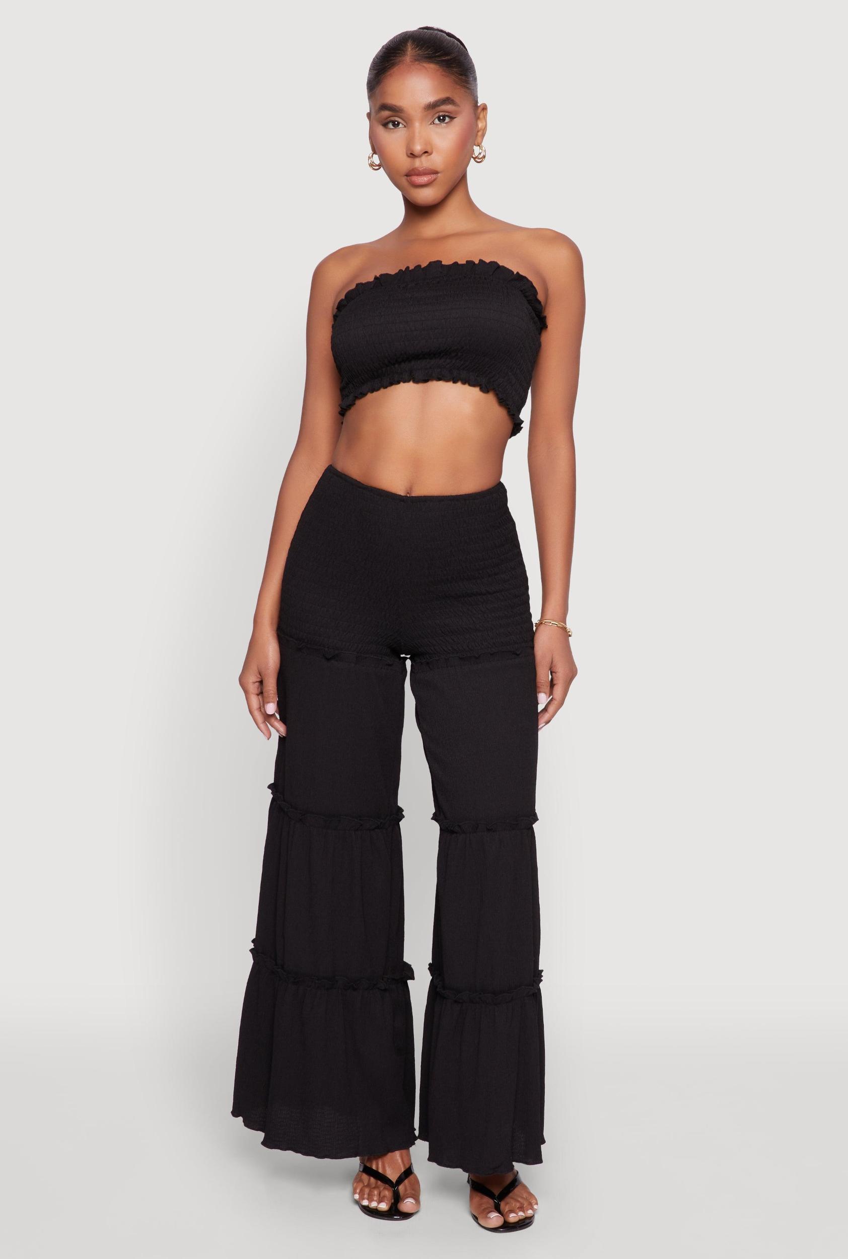 Womens Ruffle Hem Smocked Tube Top Product Image