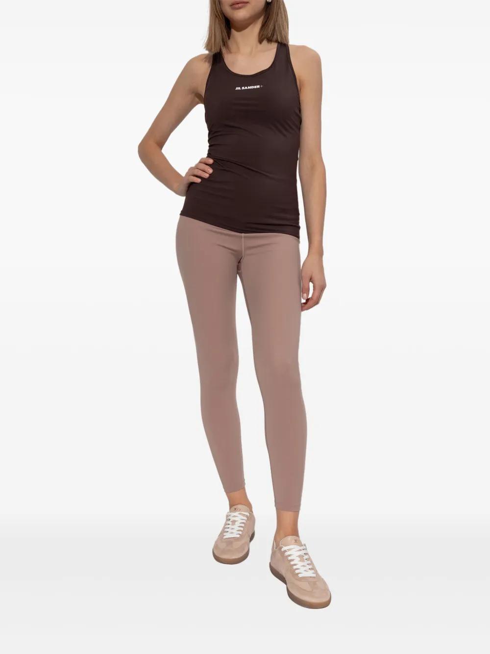 JIL SANDER Logo-embroidered Tank Top In Brown Product Image