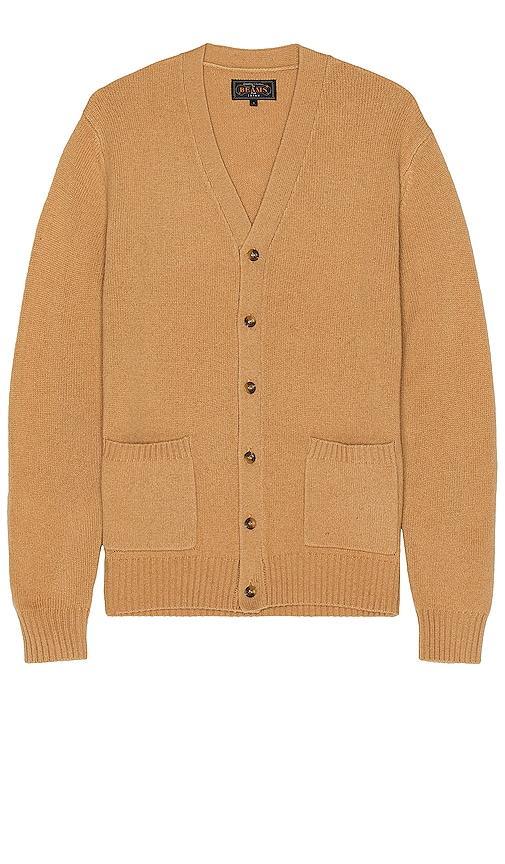Beams Plus Elbow Patch Cardigan in Nude Product Image