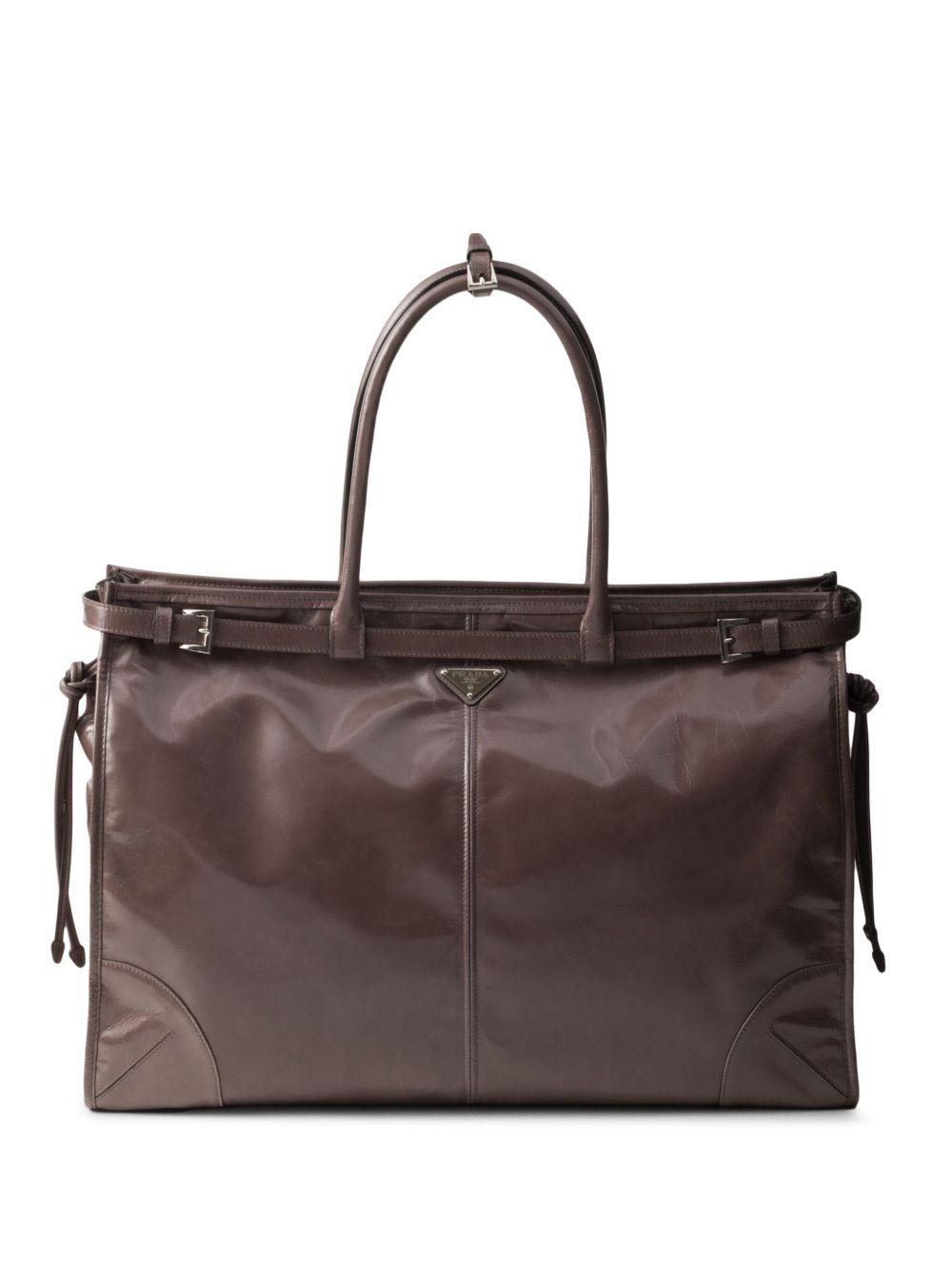 triangle-logo leather tote bag Product Image