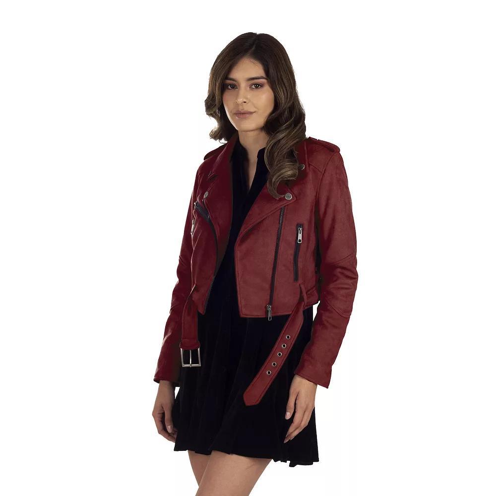 Women's Lee® Faux-Suede Biker Jacket, Size: Small, Red Product Image