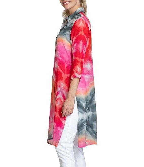 APNY Tie Dye Woven Collared 3/4 Sleeve Button Up Top Product Image