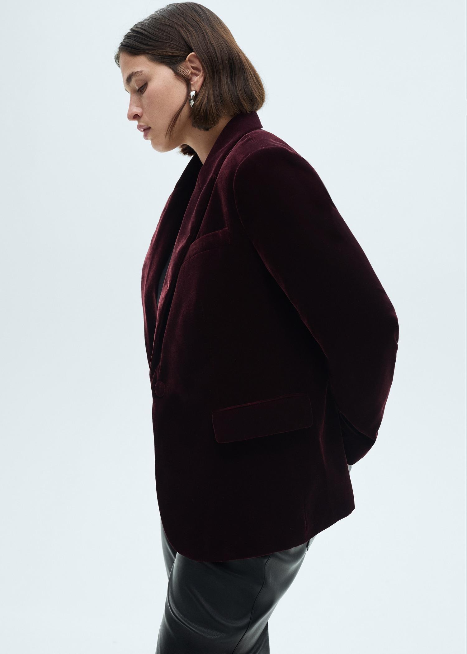 Structured velvet jacket - Women | MANGO USA Product Image