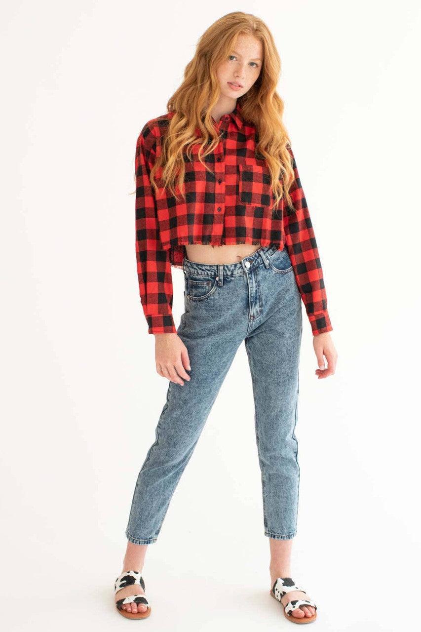Red Cut Off Flannel Product Image