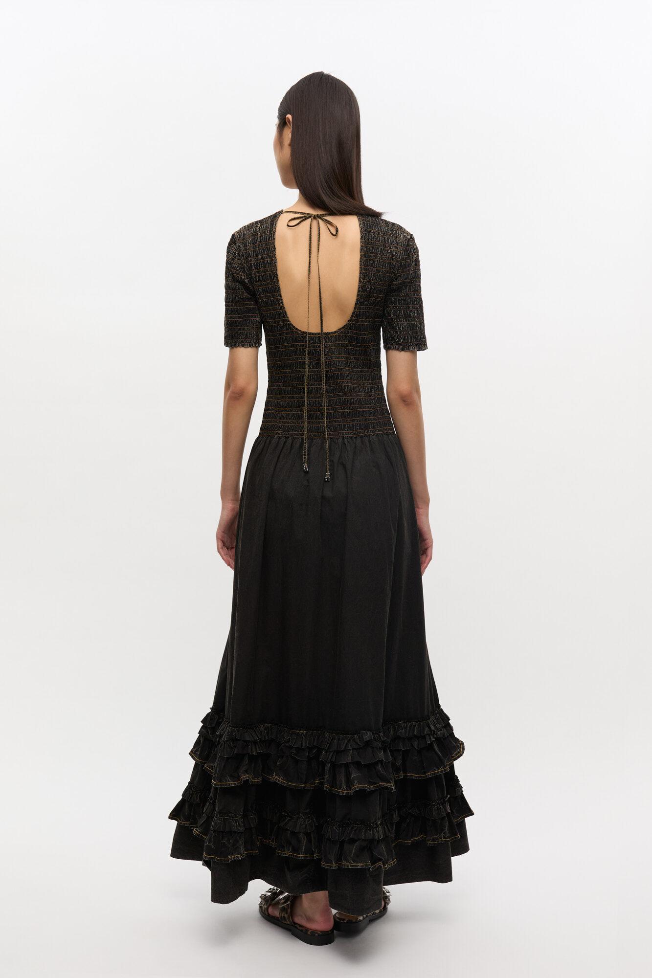 Black Washed Smock Dress Product Image