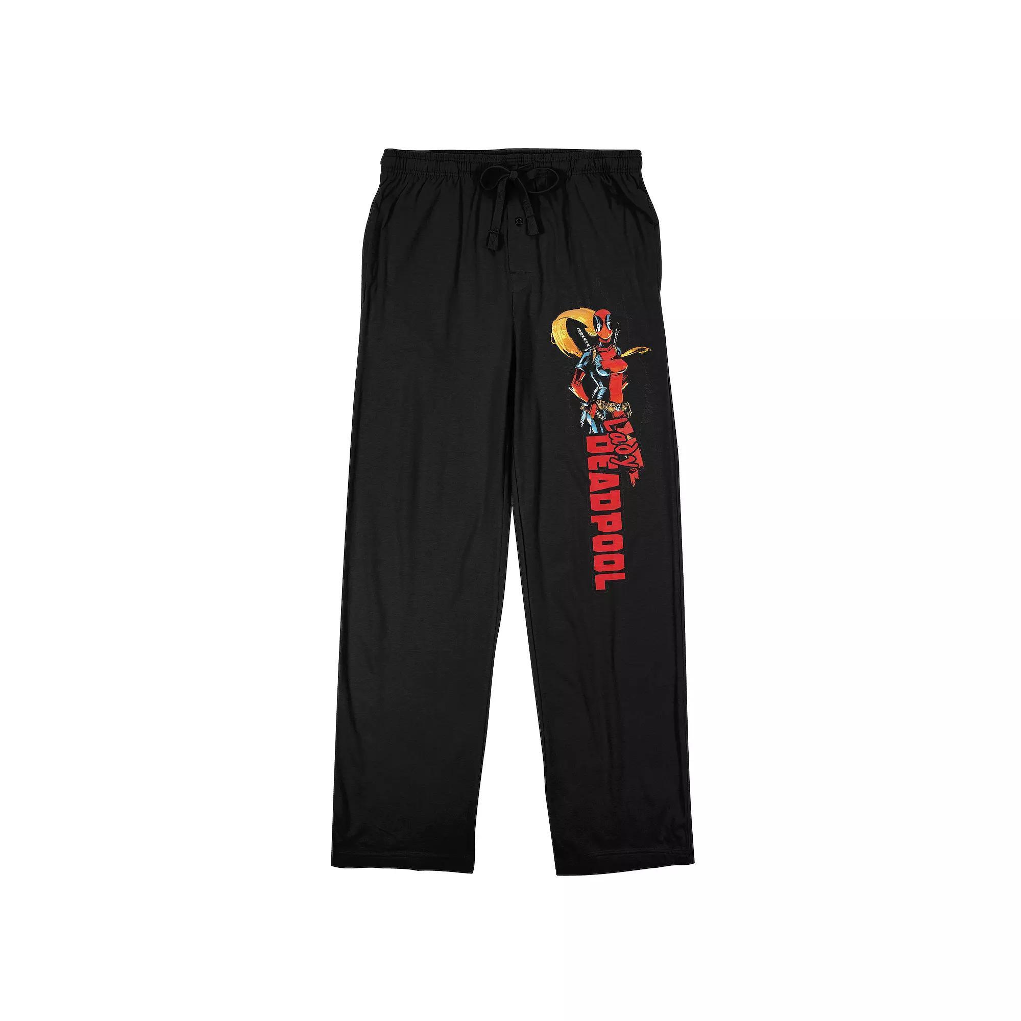 Men's Lady Deadpool Sleep Pants, Size: XL, Black Product Image