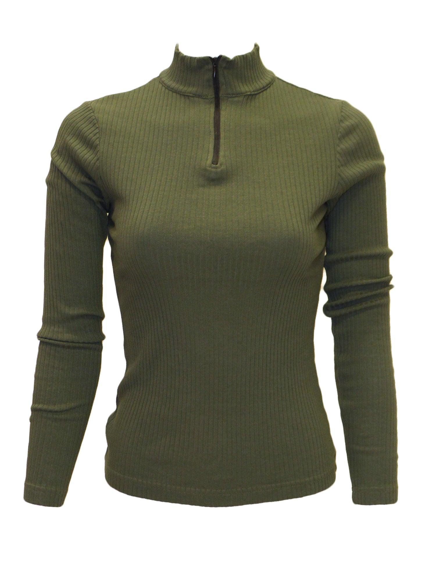 Hard Tail Wide Ribbed Half Zip Mock Neck Top (CMR-38) Product Image