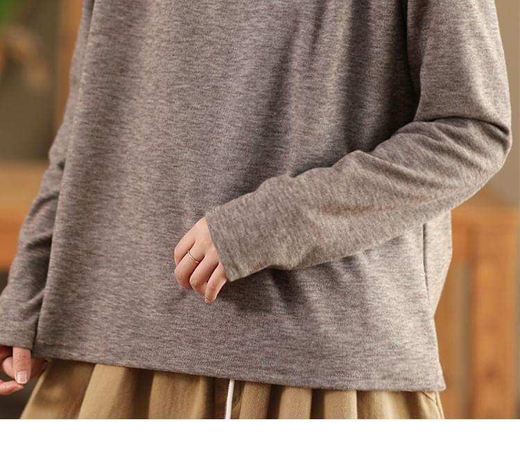 Long Sleeve Turtleneck/Mock Neck Loose Fit Sweatshirt Top (Various Designs) Product Image