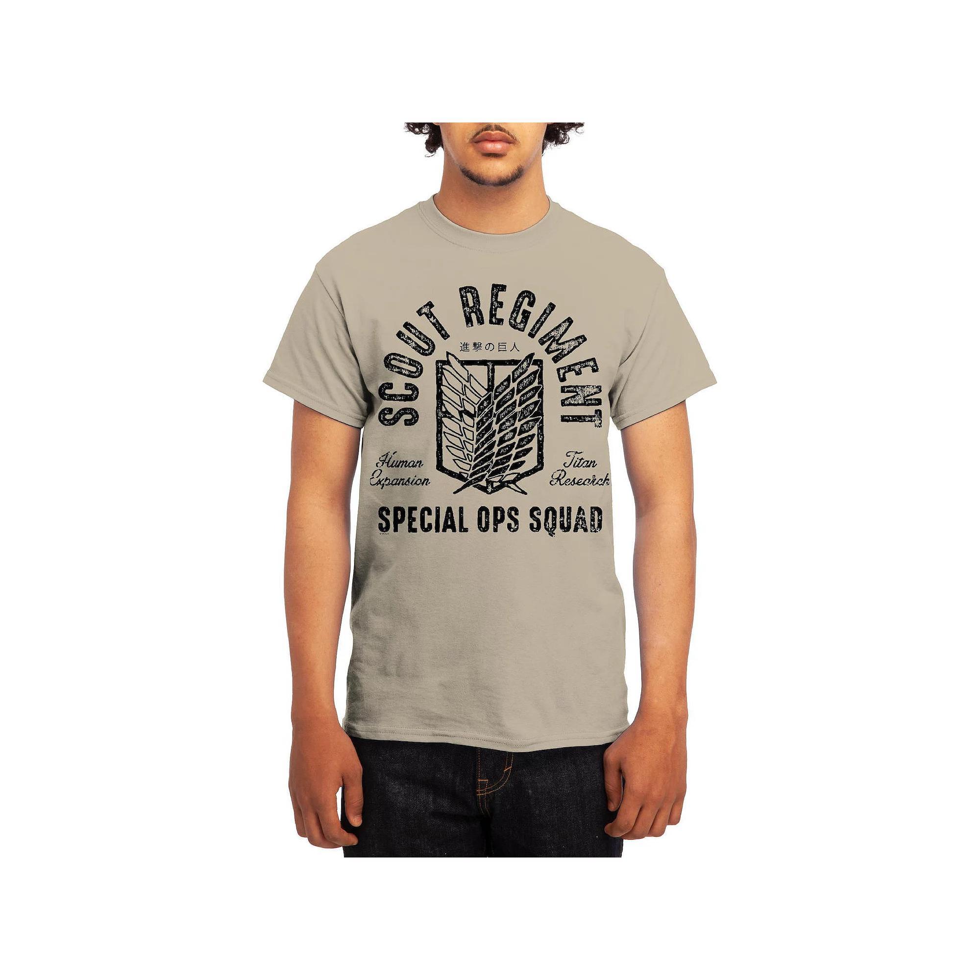 Men's Attack on Titan Black & White Battle Layout Tee, Size: Small Product Image