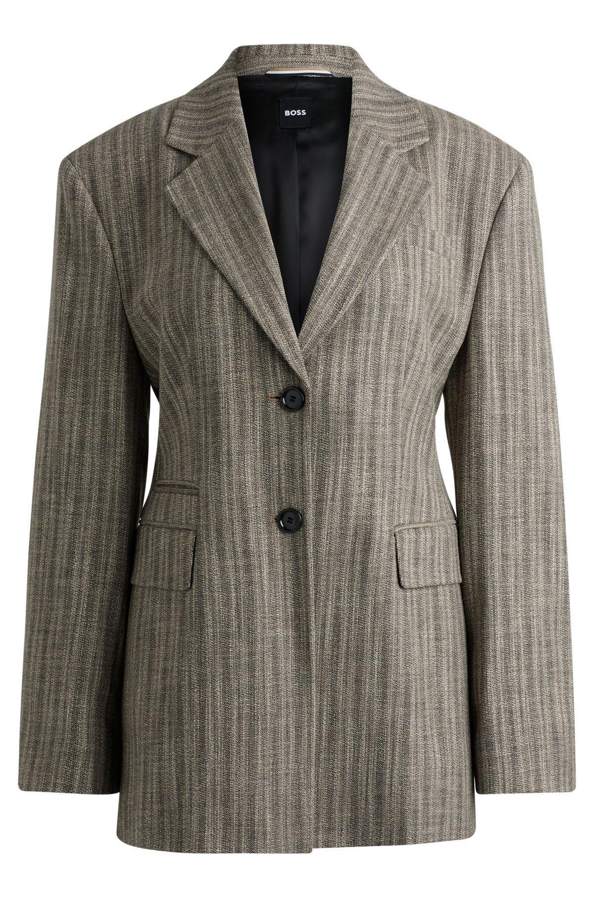 Slim-fit jacket in striped stretch cloth Product Image
