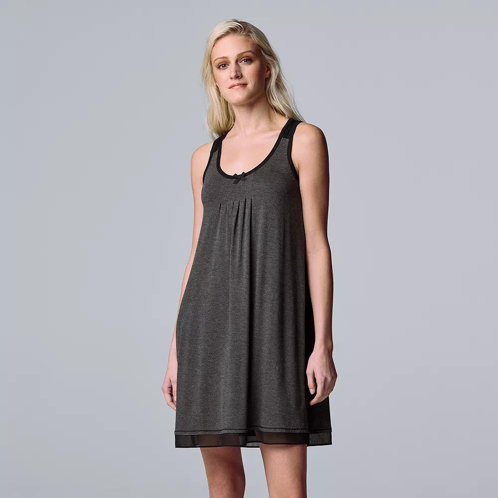 Women's Simply Vera Vera Wang Basic Luxury Chemise, Size: Large, Grey Coal Product Image