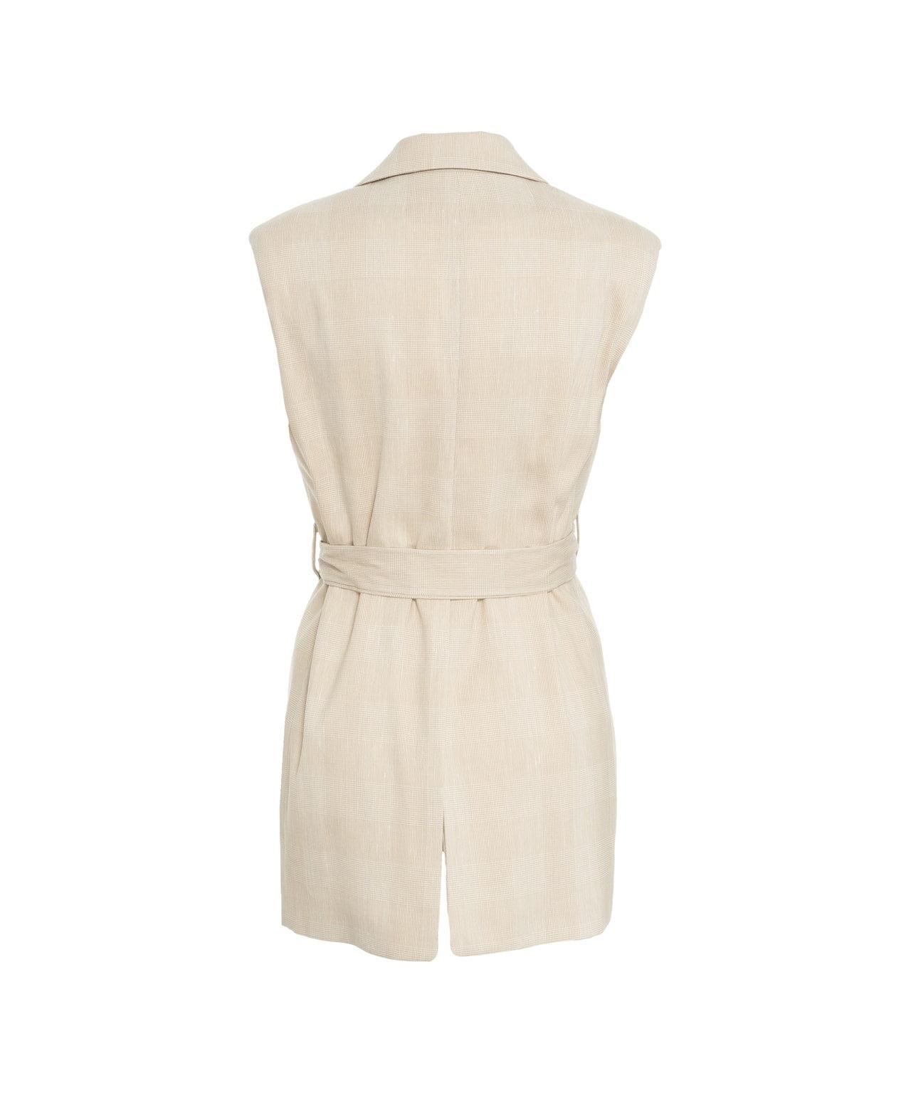 Glencheck vest with waist belt Product Image